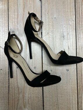 Circus by Sam Edelman Black Suede Ankle-Strap Stiletto Sandals